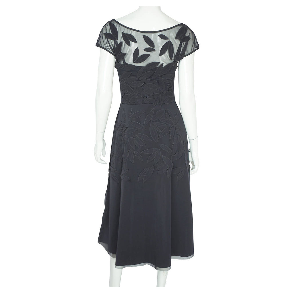 Chiara Boni Dress La Petite Robe Couture Black with Leaf Applique Size M L - Poppy's Vintage Clothing