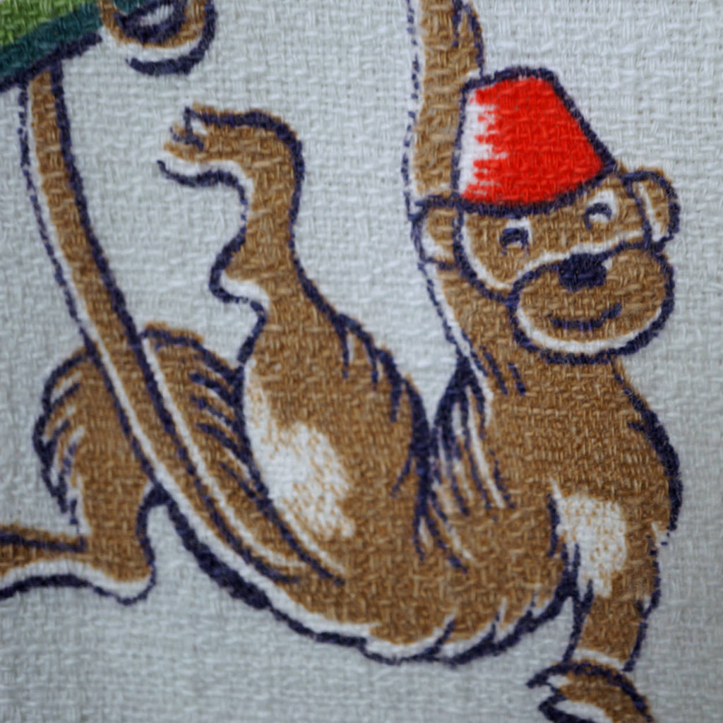 Vintage 1940s Circus Animal Barkcloth Fabric Childs Curtain - Poppy's Vintage Clothing
