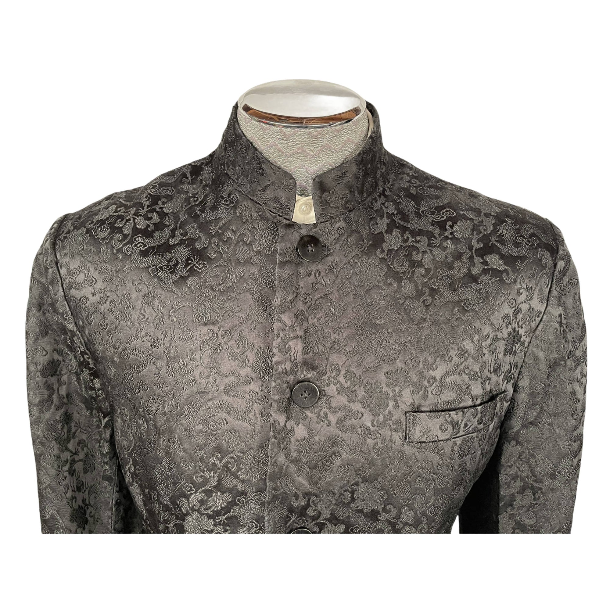 Vintage Asian 1960s Brocade Dinner Jacket Mandarin Collar Sz L