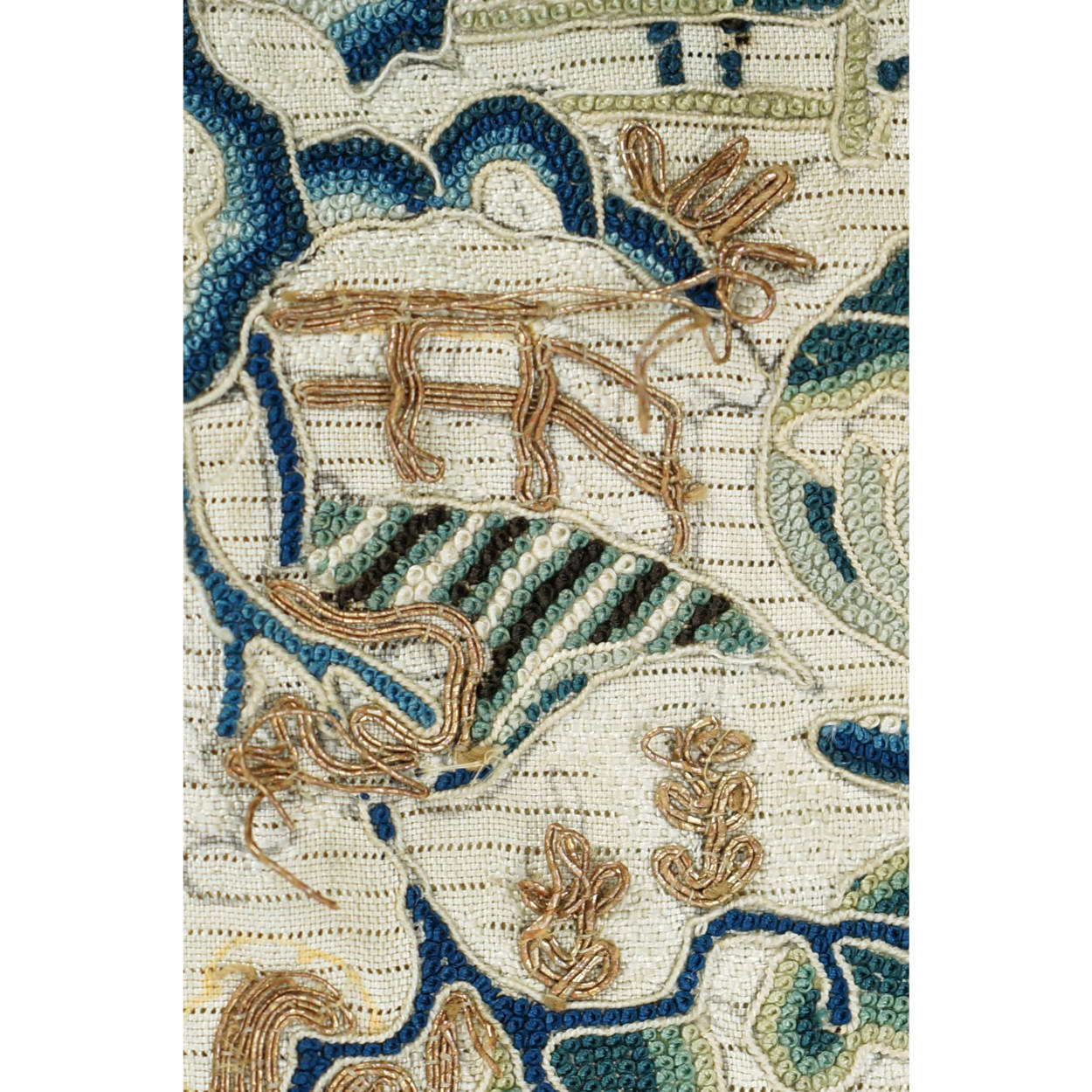 Antique Chinese Silk Embroidered Sleeve Band Forbidden Stitch Embroidery 7”x 21” - Poppy's Vintage Clothing