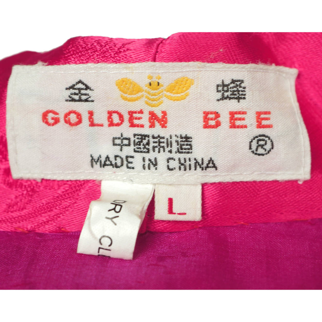 Vintage Chinese Silk Lounging Jacket 1960s Pink Silk w Embroidery Robe Ladies L - Poppy's Vintage Clothing