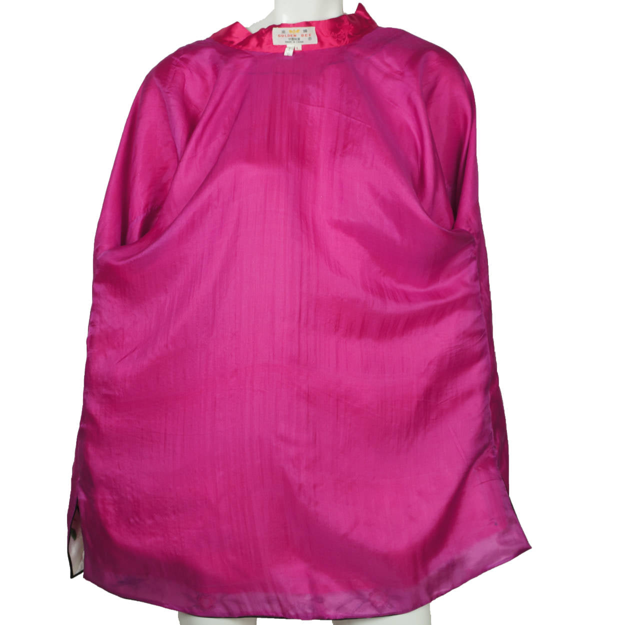 Vintage Chinese Silk Lounging Jacket 1960s Pink Silk w Embroidery Robe Ladies L - Poppy's Vintage Clothing