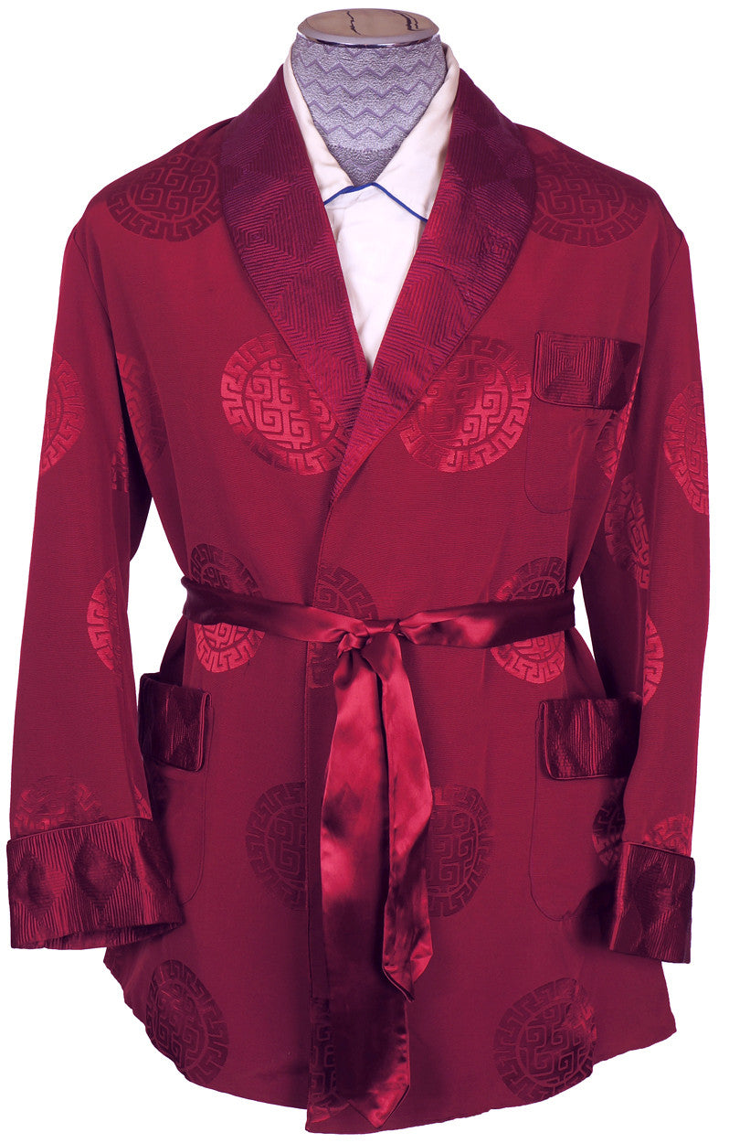 Vintage 50s Smoking Jacket with Chinese Medallion Pattern Mens Size M / L 46 - Poppy's Vintage Clothing