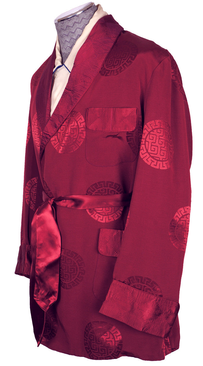 Vintage 50s Smoking Jacket with Chinese Medallion Pattern Mens Size M / L 46 - Poppy's Vintage Clothing