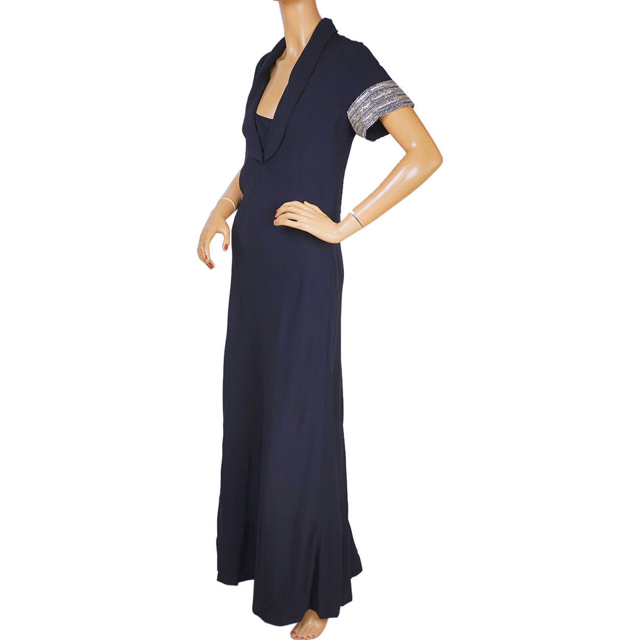 Vintage Chloe for Elizabeth Arden Evening Dress 1980s Blue Silk Crepe – Poppy's Vintage Clothing Vintage Chloe for Elizabeth Arden Evening Dress 1980s Blue Silk Crepe – Poppy's Vintage Clothing
