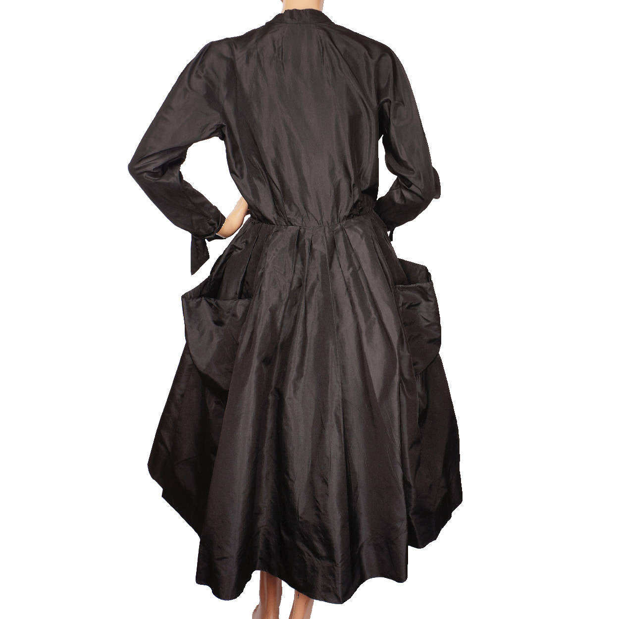 Vintage 1950s Christian Dior New Look Dress Black Silk Taffeta Medium - Poppy's Vintage Clothing