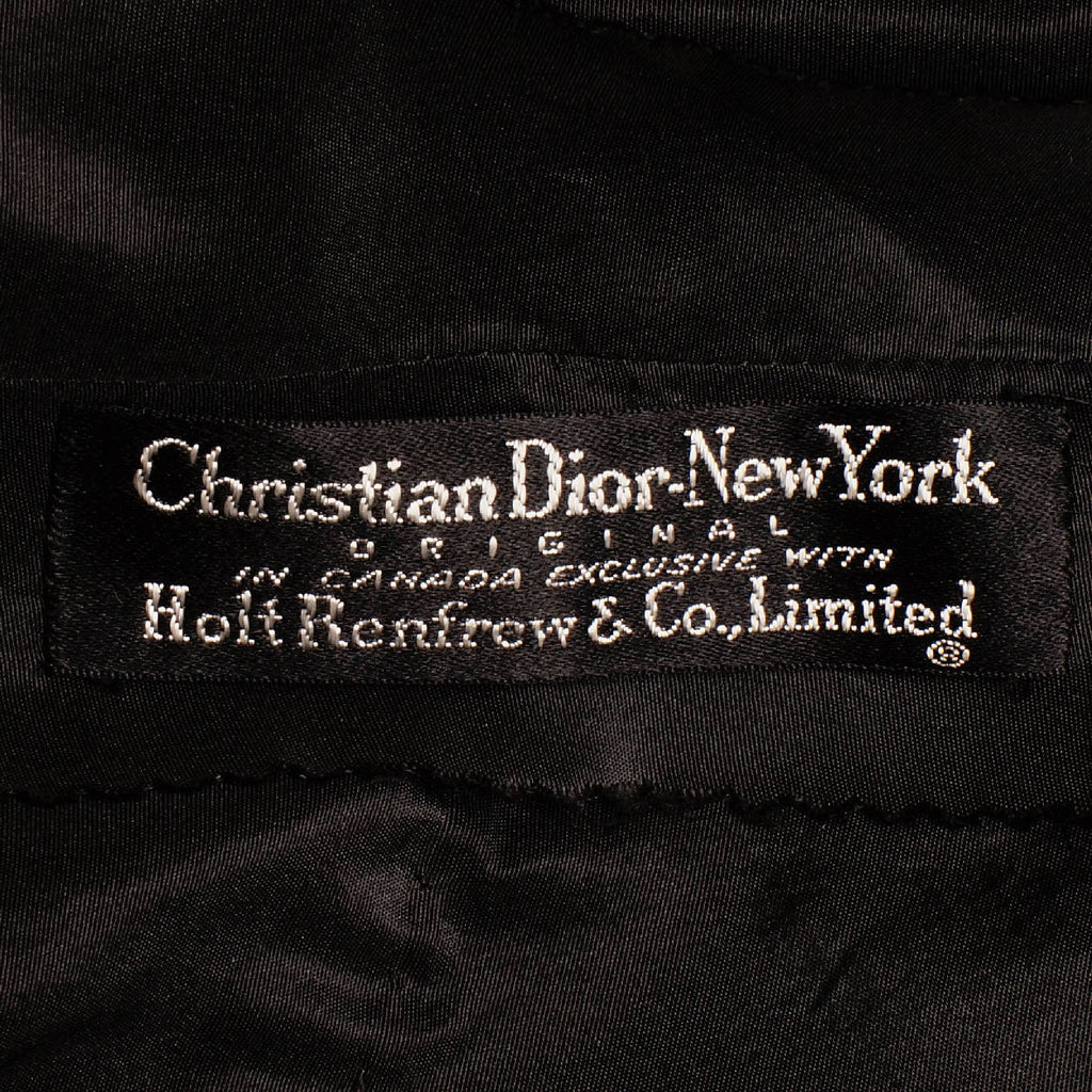 Vintage 1950s Christian Dior New Look Dress Black Silk Taffeta Medium - Poppy's Vintage Clothing