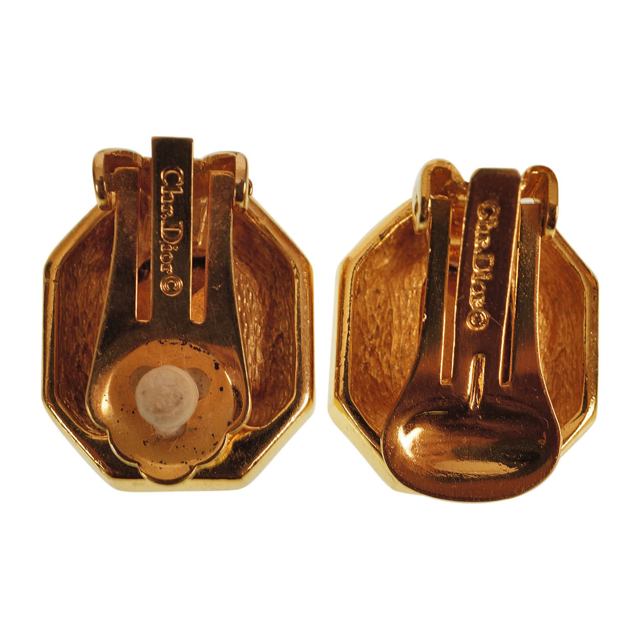 Vintage Christian Dior Earrings Purple Amethyst Glass w Rhinestones 1980s - Poppy's Vintage Clothing