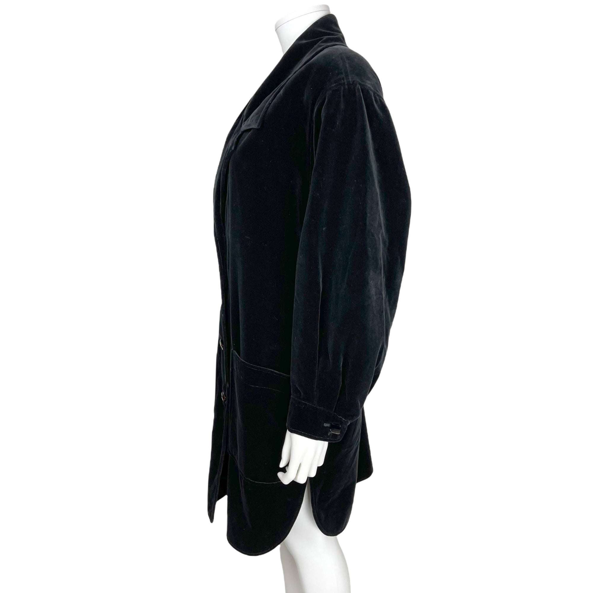 Vintage 1980s Christian Dior Coat Black Velvet Ladies Sz M L