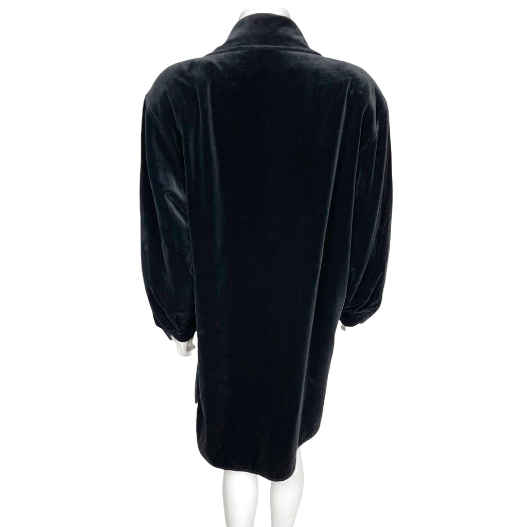 Vintage 1980s Christian Dior Coat Black Velvet Ladies Sz M L
