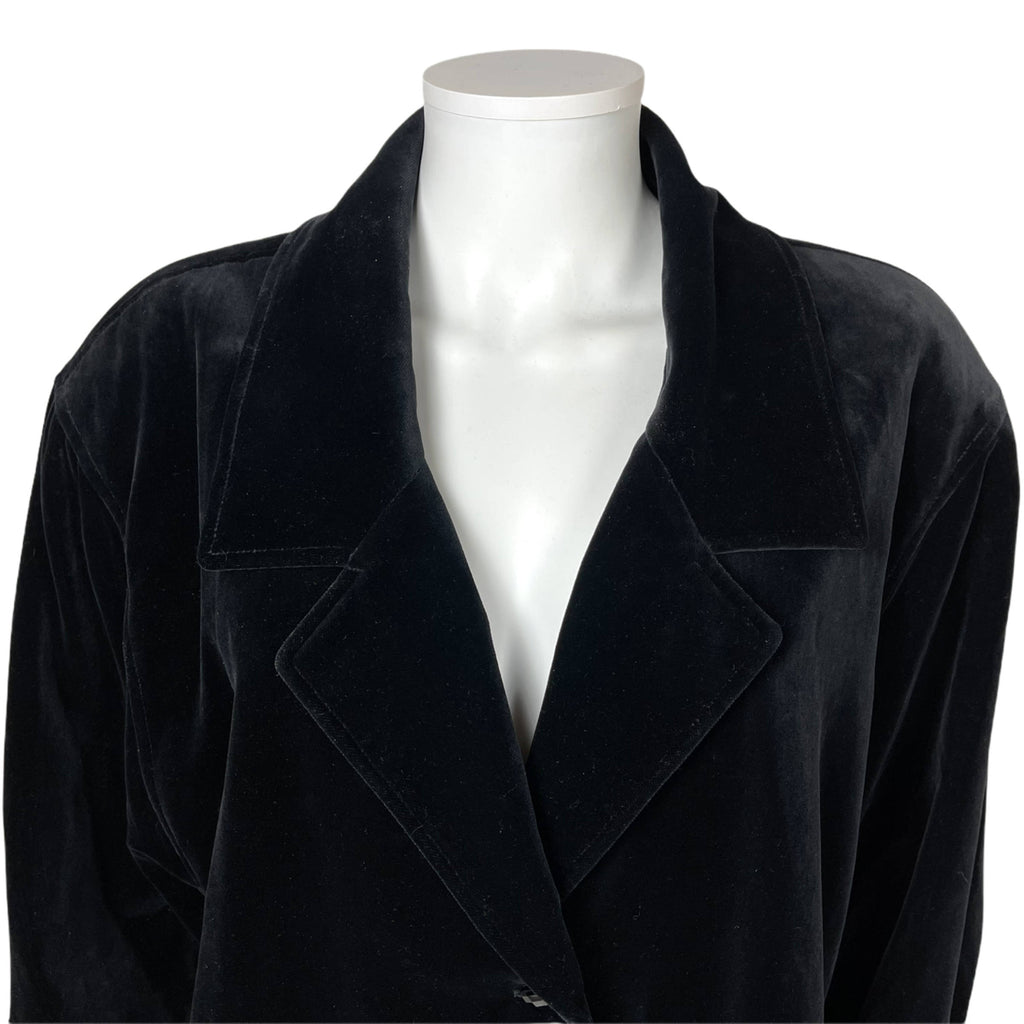 Vintage 1980s Christian Dior Coat Black Velvet Ladies Sz M L