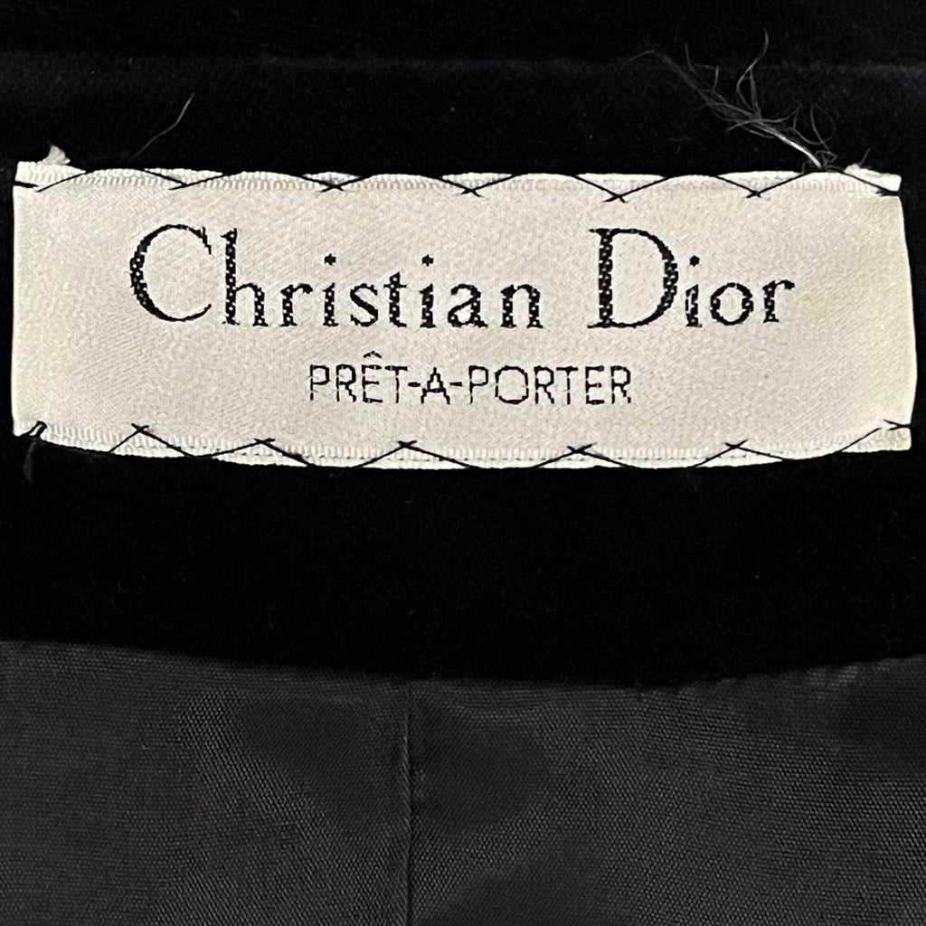 Vintage 1980s Christian Dior Coat Black Velvet Ladies Sz M L