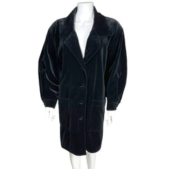 Vintage 1980s Christian Dior Coat Black Velvet Ladies Sz M L