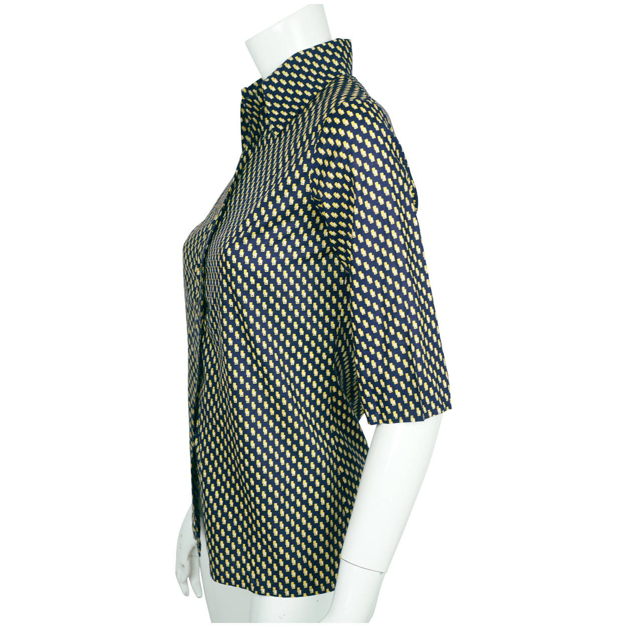 Vintage 1970s Christian Dior Boutique Shirt Blouse Printed Cotton NWOT Size M - Poppy's Vintage Clothing