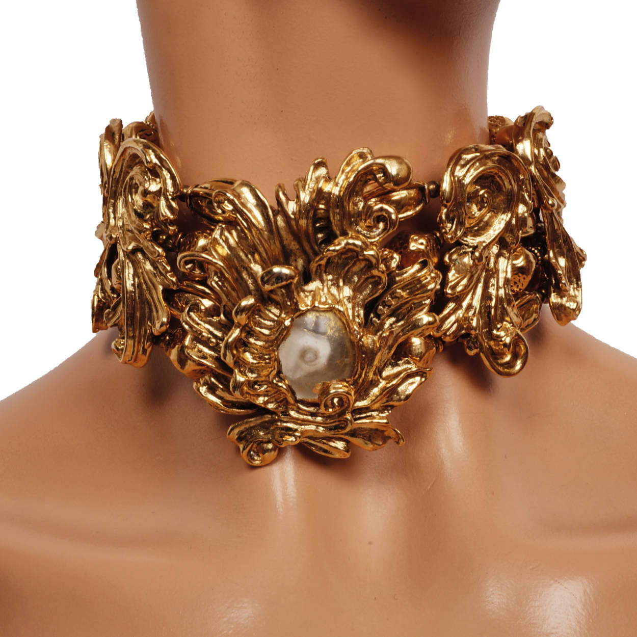 Vintage Christian Dior Baroque Choker Necklace w Earrings Ornate Demi Parure - Poppy's Vintage Clothing