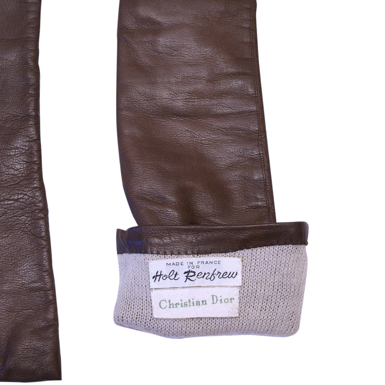 Vintage Christian Dior Long Brown Leather Gloves Made in France Ladies Size 6 - Poppy's Vintage Clothing