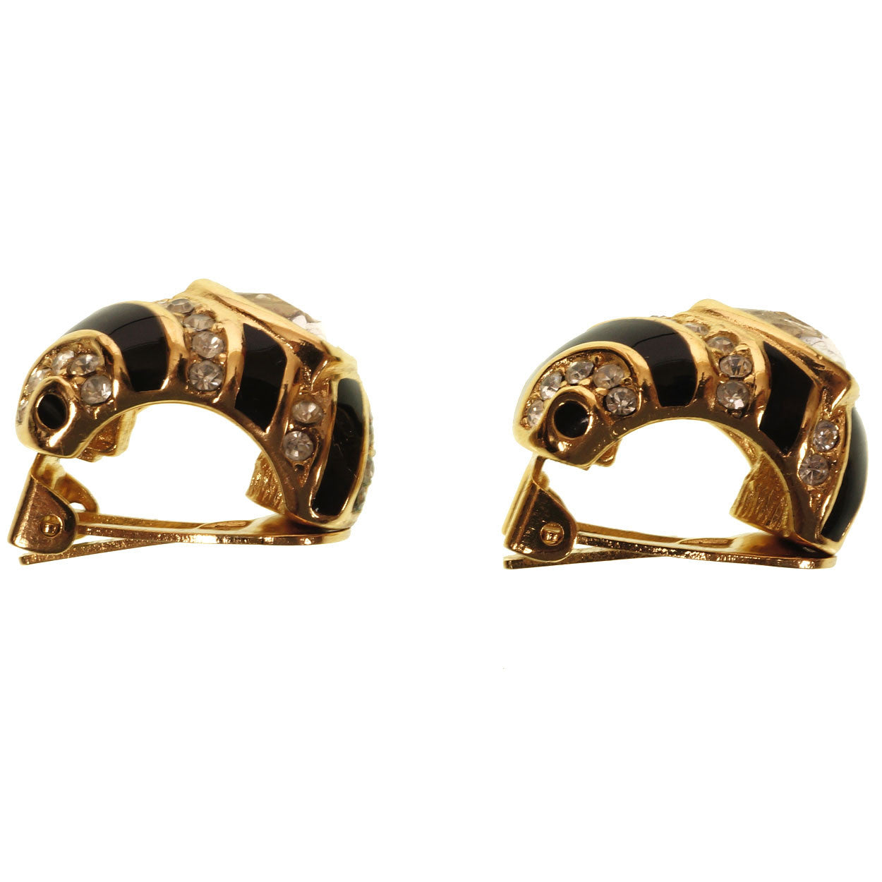 Vintage 1980s Christian Dior Black and Crystal Earrings - Poppy's Vintage Clothing