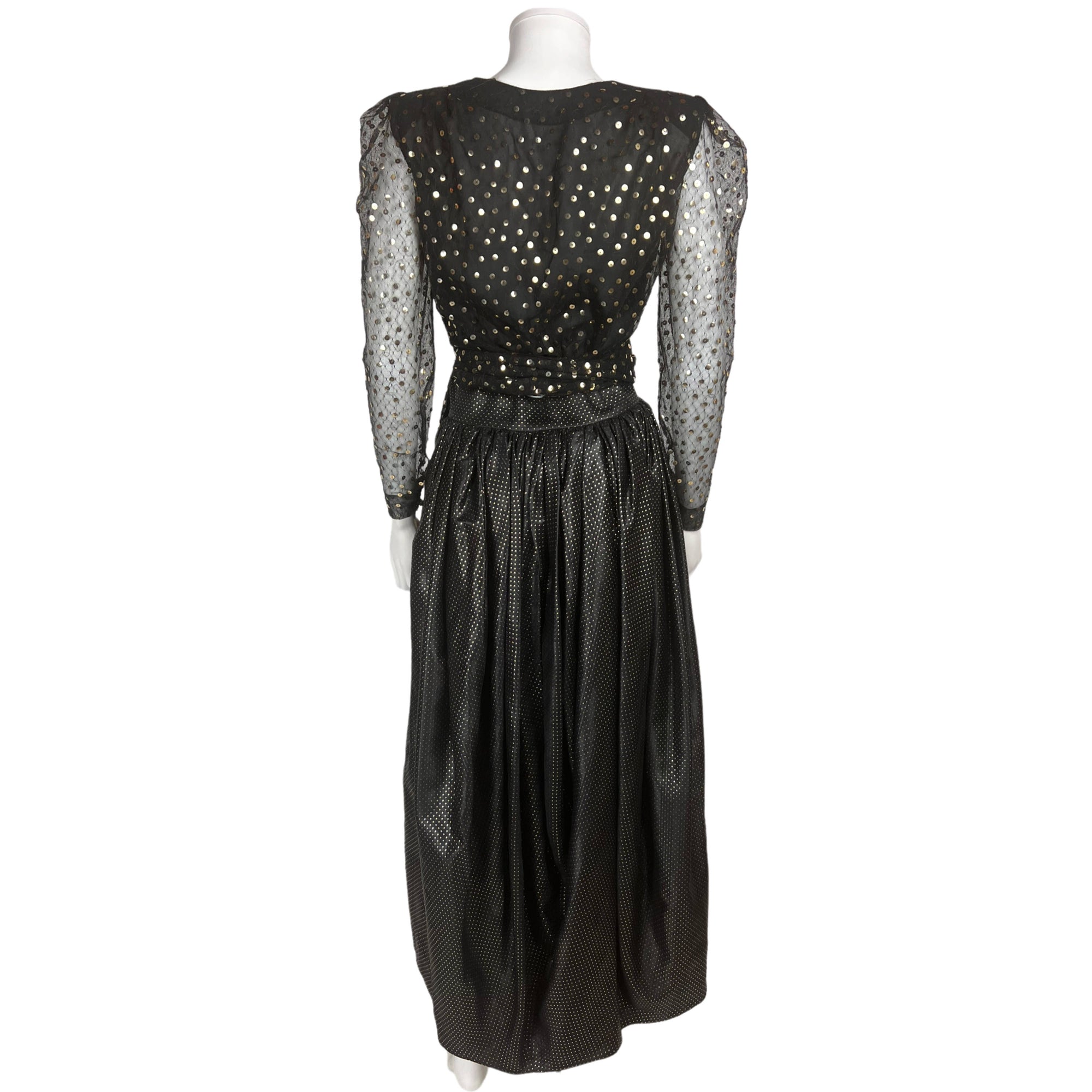 Vintage 1970s Christian Dior Skirt and Top Black w Gold M 8