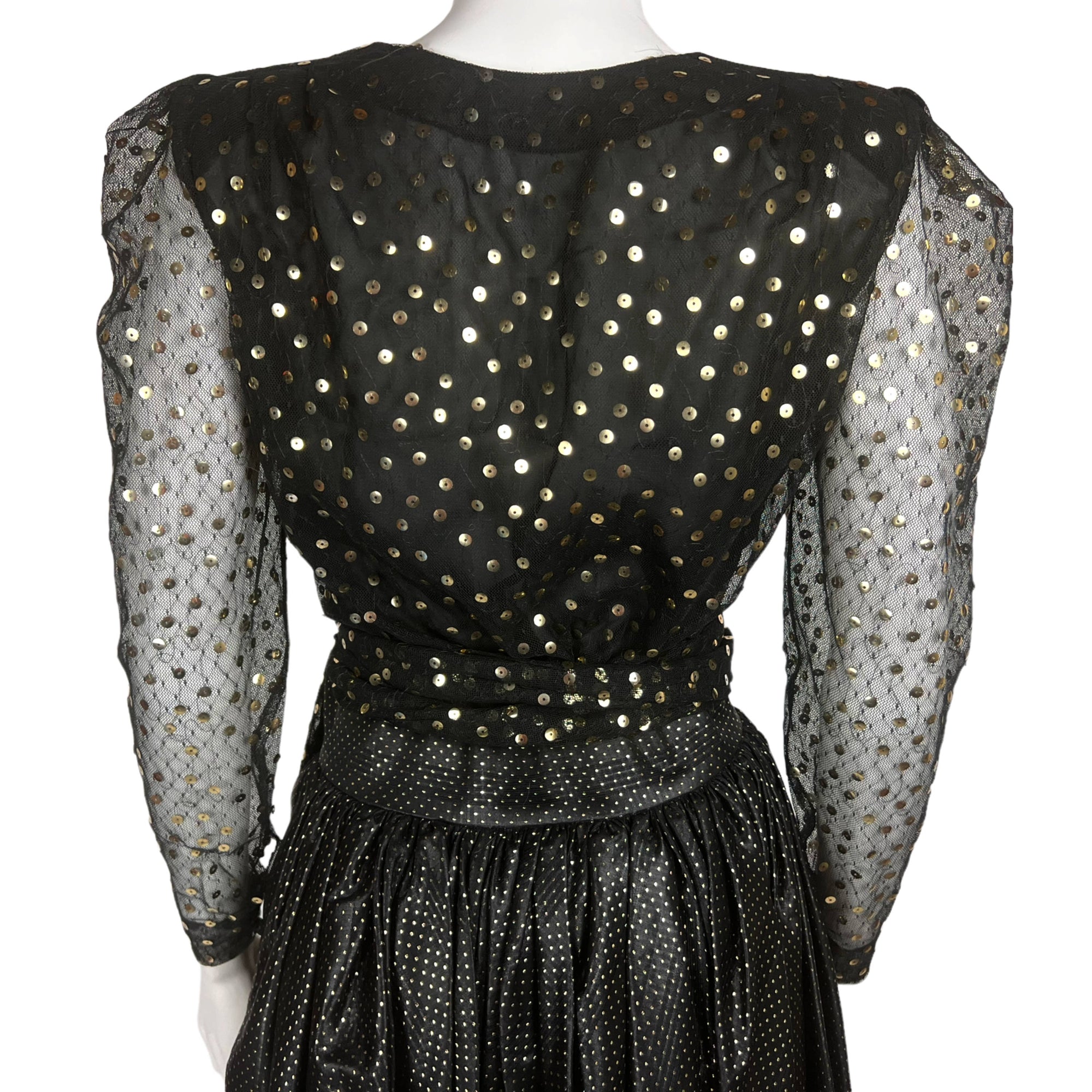 Vintage 1970s Christian Dior Skirt and Top Black w Gold M 8