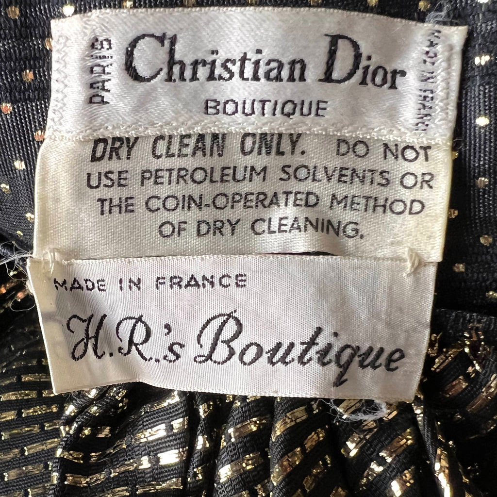 Vintage 1970s Christian Dior Skirt and Top Black w Gold M 8