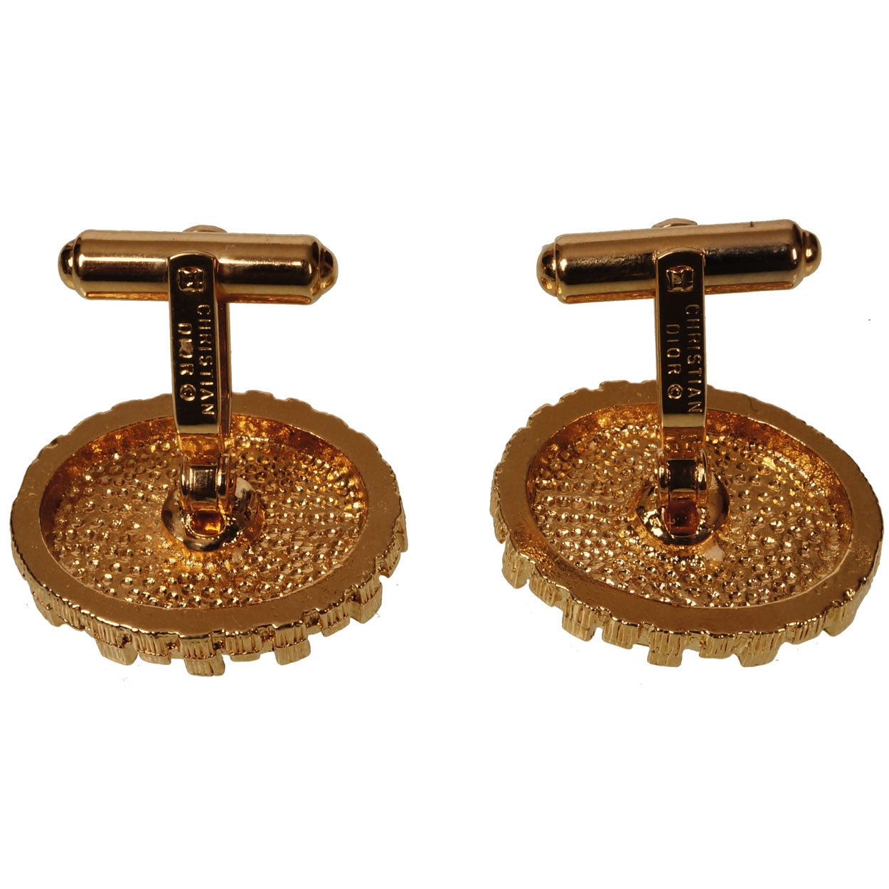 Vintage Christian Dior Spinach Jade Gold Toned Cufflinks