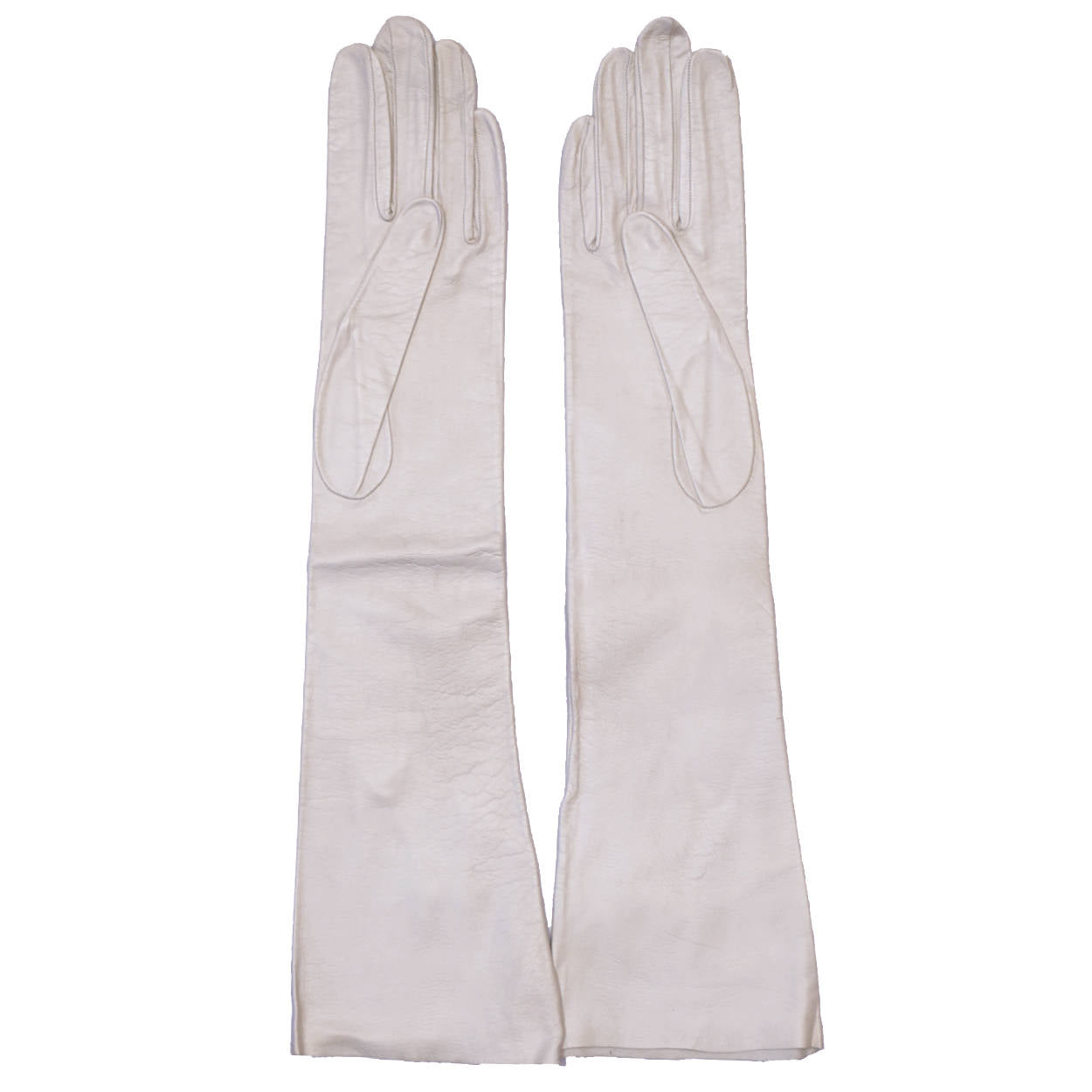 Vintage Christian Dior Long White Kid Leather Gloves Made in France Ladies Size 6 - Poppy's Vintage Clothing