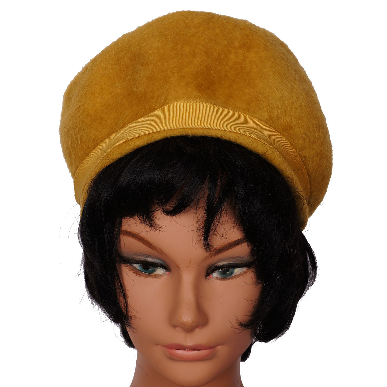 Vintage Christian Dior Hat Ochre Felt 1960s Pillbox Form Ladies Size M - Poppy's Vintage Clothing
