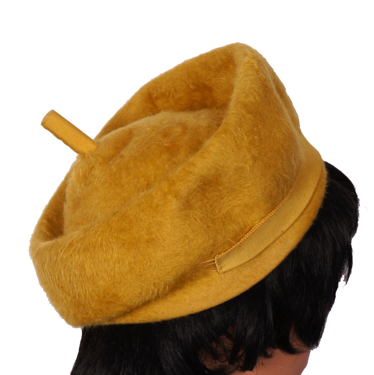 Vintage Christian Dior Hat Ochre Felt 1960s Pillbox Form Ladies Size M - Poppy's Vintage Clothing