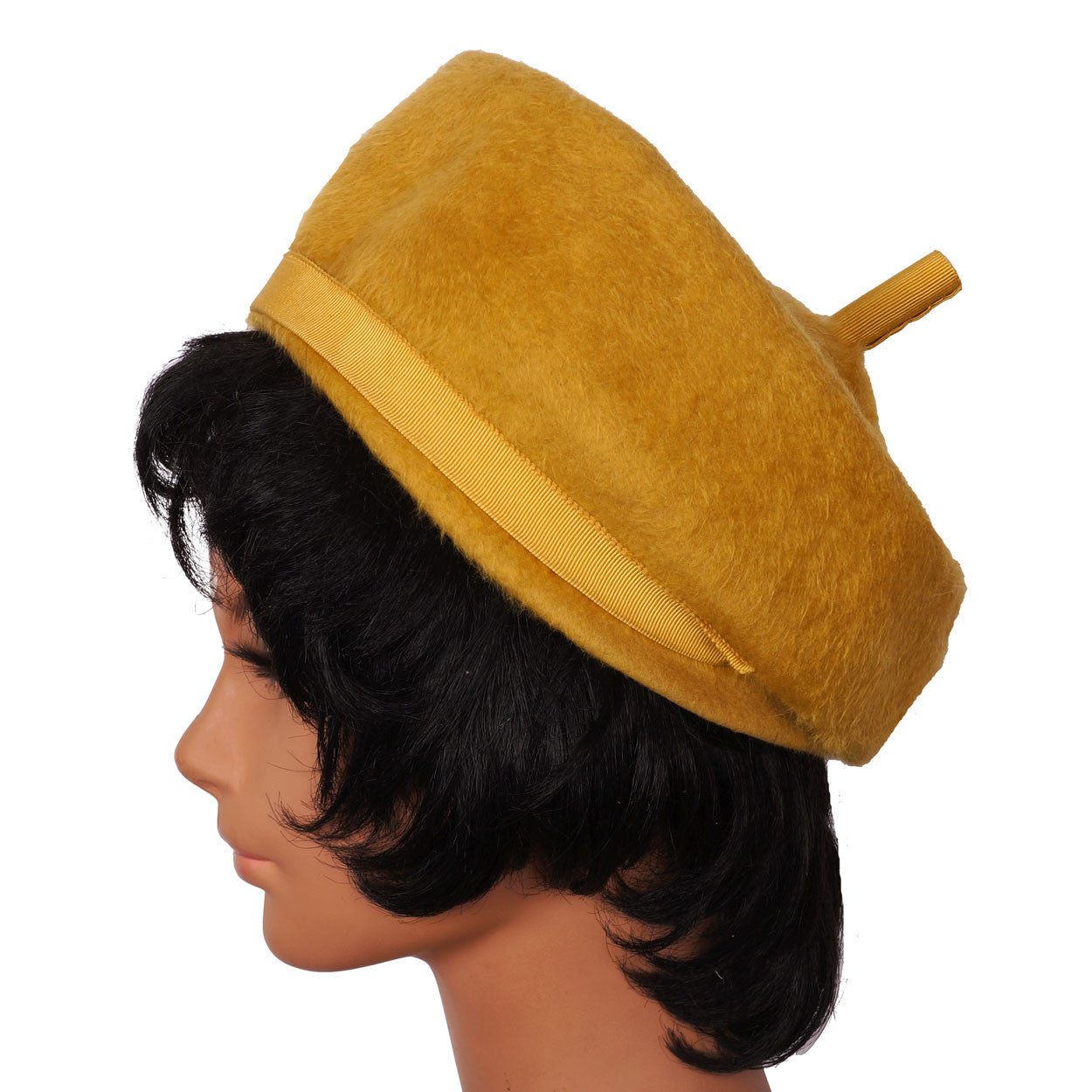 Vintage Christian Dior Hat Ochre Felt 1960s Pillbox Form Ladies Size M - Poppy's Vintage Clothing