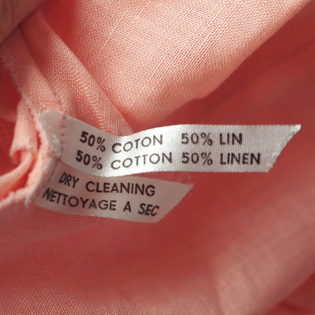 Vintage 1970s Christian Dior Boutique Blouse Pink Cotton Linen NWOT Size M - Poppy's Vintage Clothing