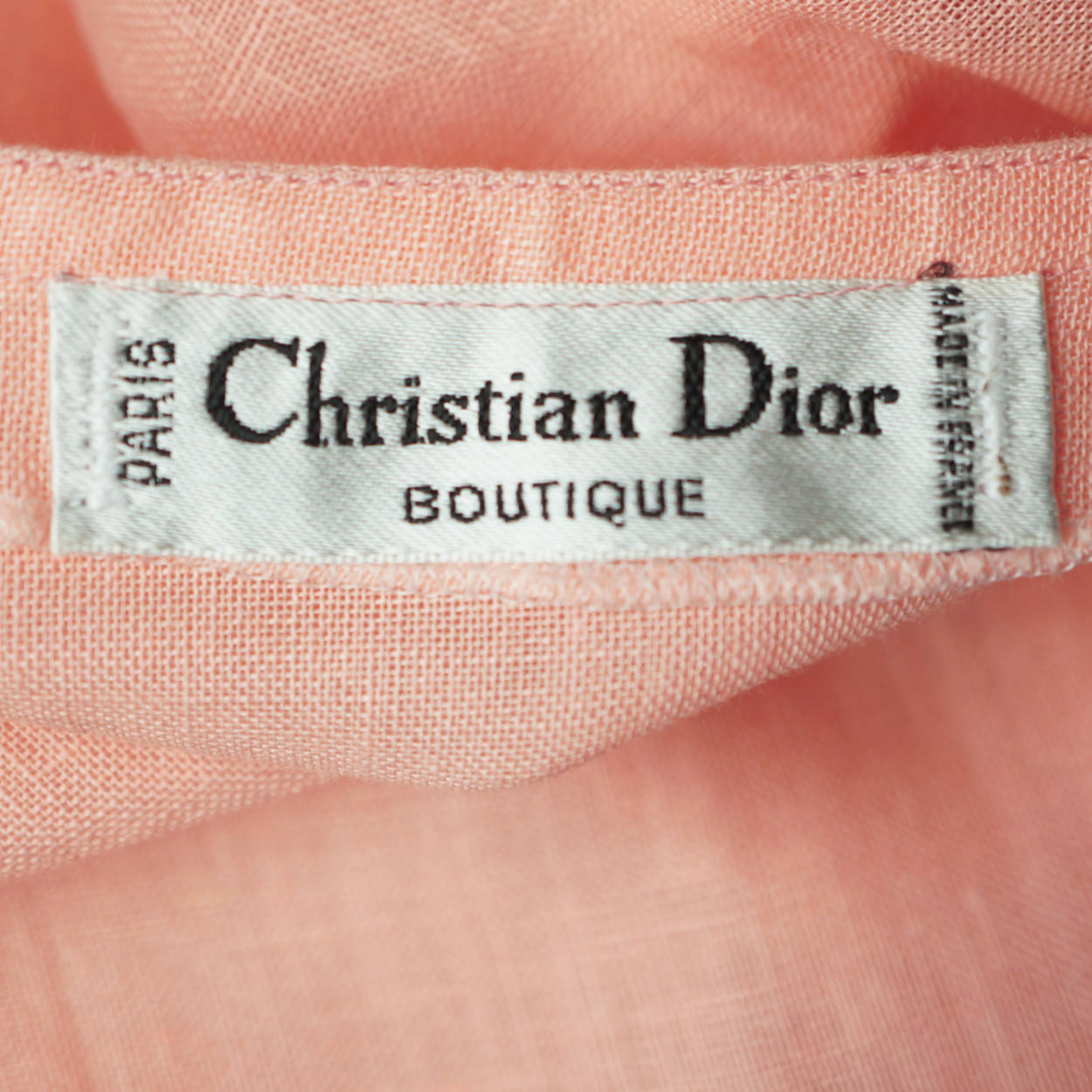 Vintage 1970s Christian Dior Boutique Blouse Pink Cotton Linen NWOT Size M - Poppy's Vintage Clothing