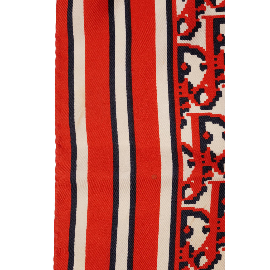 Vintage Christian Dior Scarf Signature Logo Silk Twill Square 1970s - Poppy's Vintage Clothing
