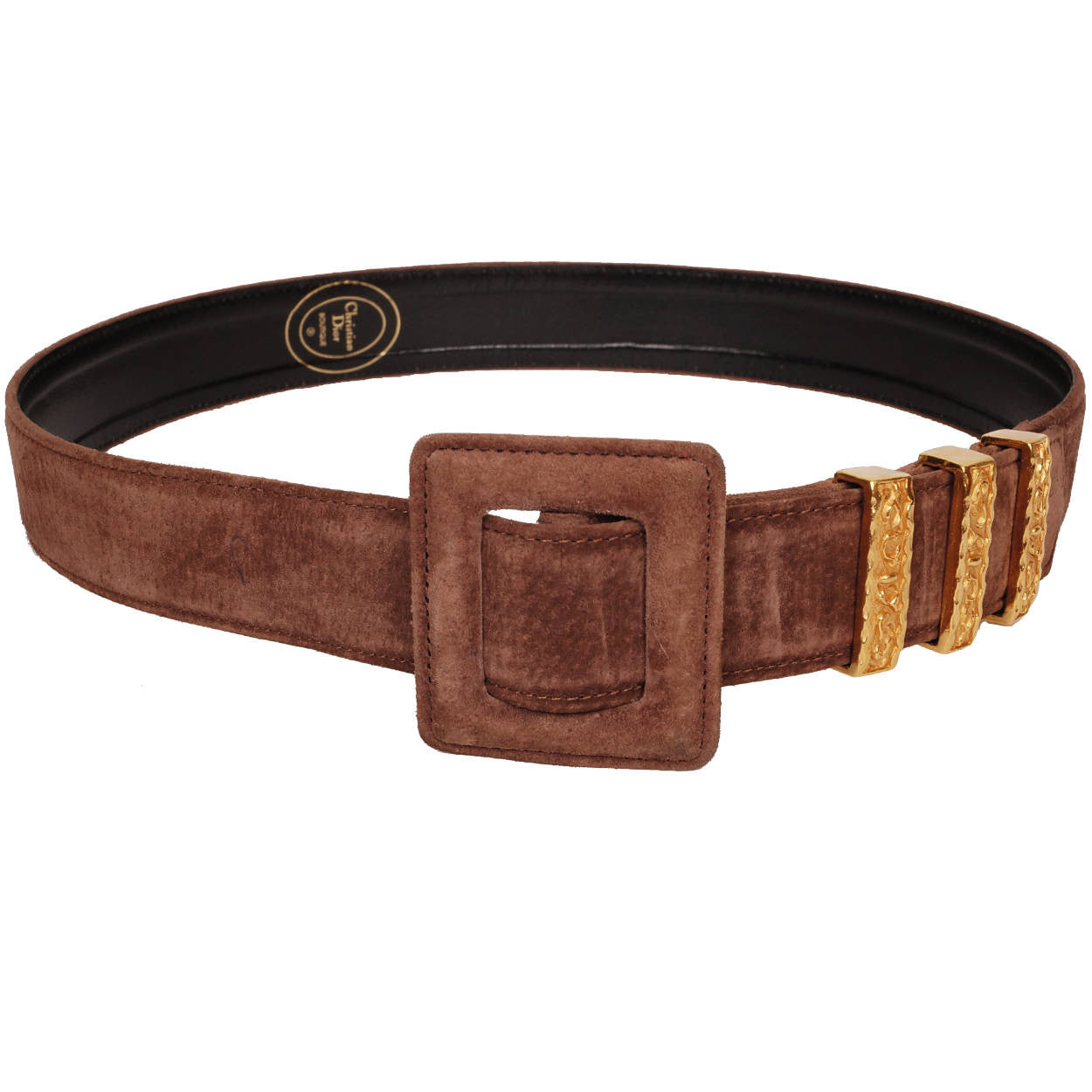 Christian Dior Woven Brown Full Grain Leather Belt Made in Spain Women's  Size 38