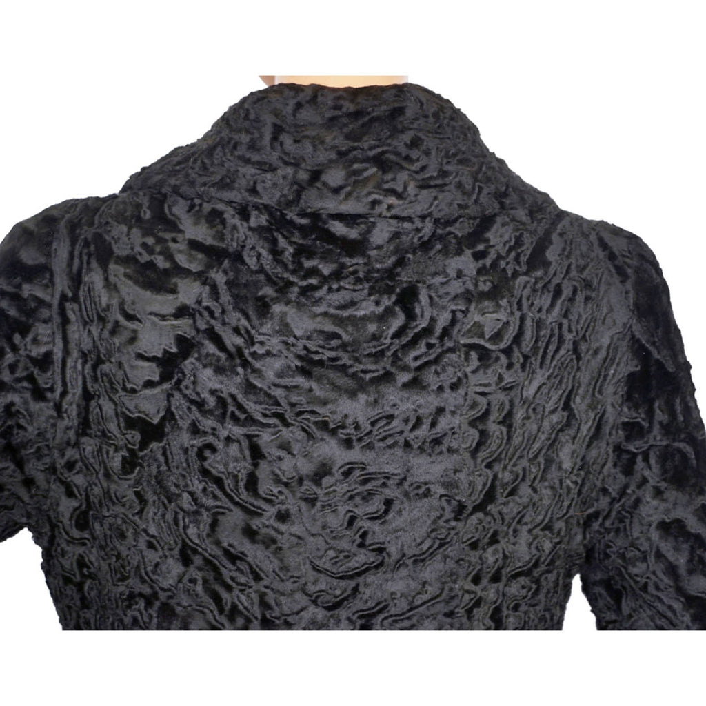 Vintage 1960s Christian Dior Broadtail Lamb Fur Coat Holt Renfrew Astrakhan Sz S - Poppy's Vintage Clothing