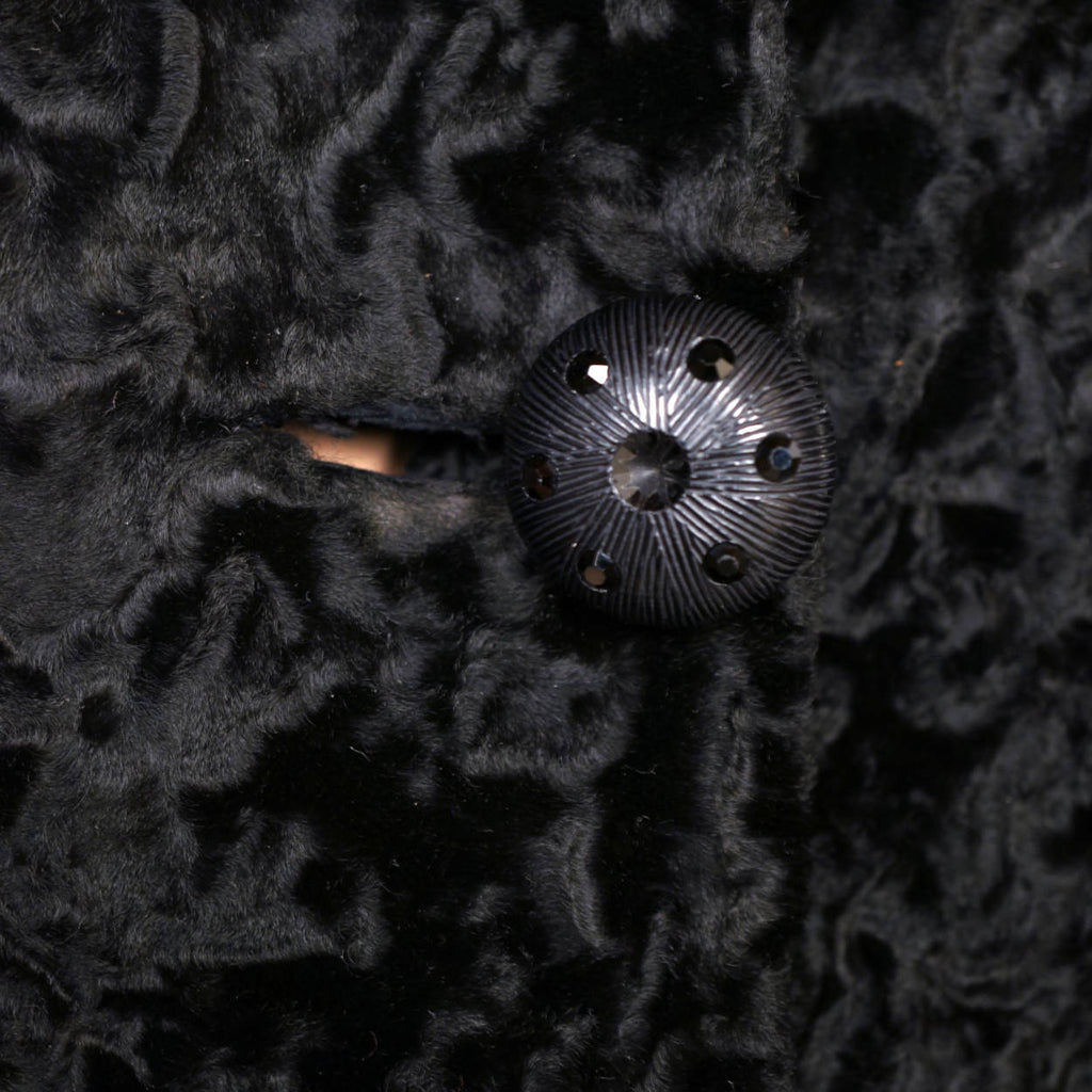 Vintage 1960s Christian Dior Broadtail Lamb Fur Coat Holt Renfrew Astrakhan Sz S - Poppy's Vintage Clothing