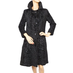 Vintage 1960s Christian Dior Broadtail Lamb Fur Coat Holt Renfrew Astrakhan Sz S - Poppy's Vintage Clothing
