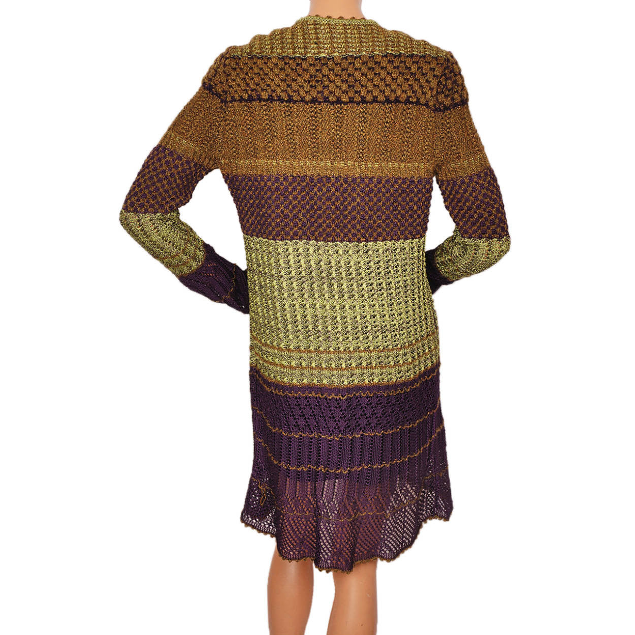 Vintage 1990s Christian Lacroix Crochet Knit Sweater Long Jacket Ladies Size L - Poppy's Vintage Clothing