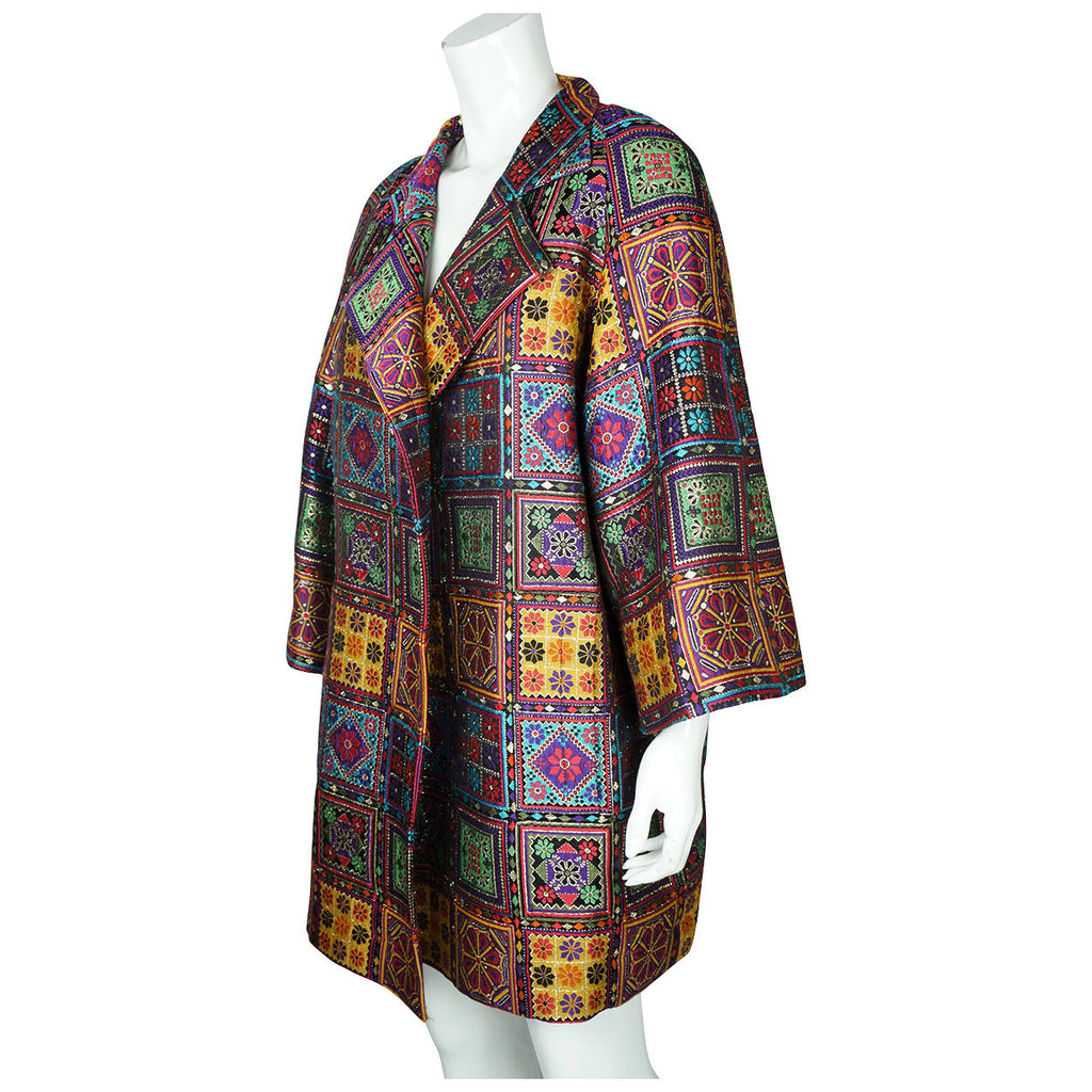 Vintage Christian Lacroix Coat Metallic Multicolour 1991 M - Poppy's Vintage Clothing