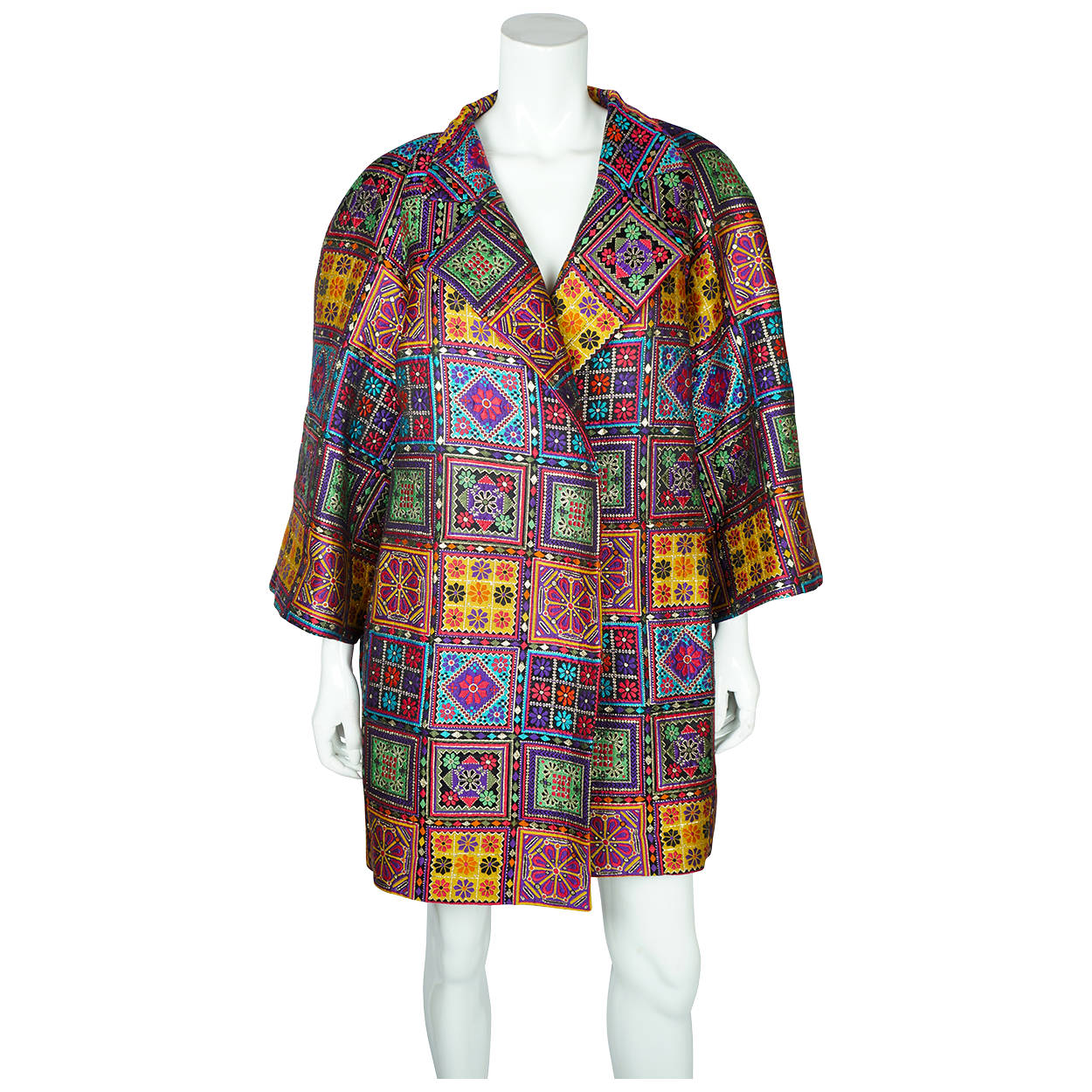 Vintage Christian Lacroix Coat Metallic Multicolour 1991 M - Poppy's Vintage Clothing