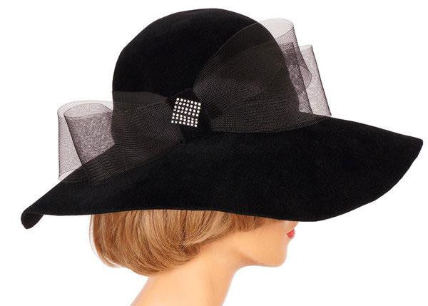 Vintage Christian Dior Hat 1970s Black Felt Wide Brim - Poppy's Vintage Clothing