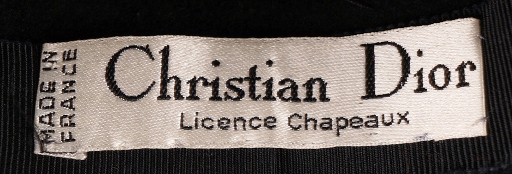 Vintage Christian Dior Hat 1970s Black Felt Wide Brim - Poppy's Vintage Clothing