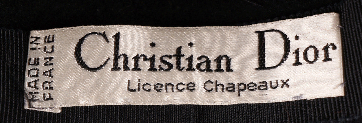 Vintage Christian Dior Hat 1970s Black Felt Wide Brim - Poppy's Vintage Clothing