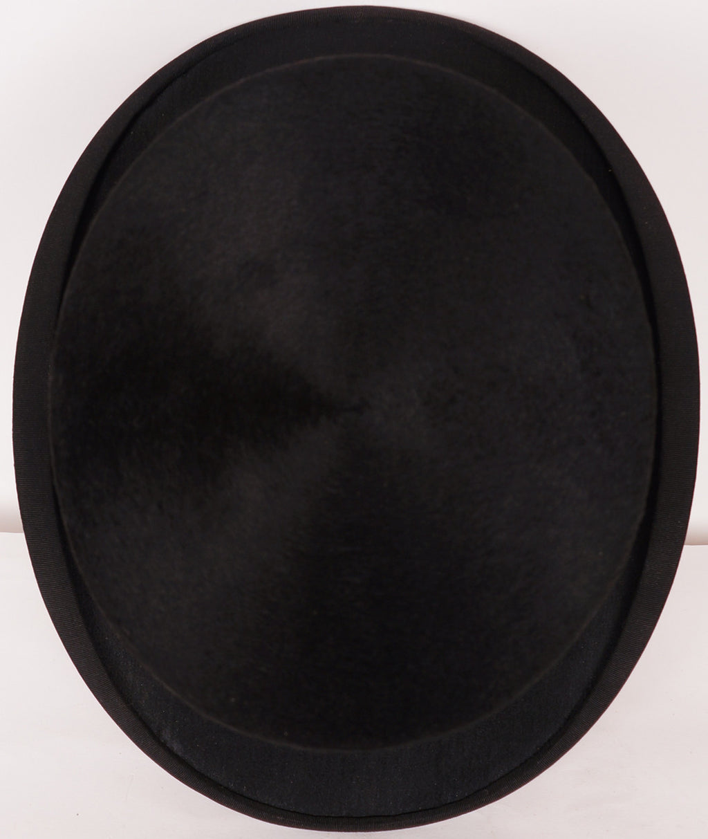 Vintage 1940s Black Brushed Silk Top Hat by Christys London Size 6 3/4 - Poppy's Vintage Clothing