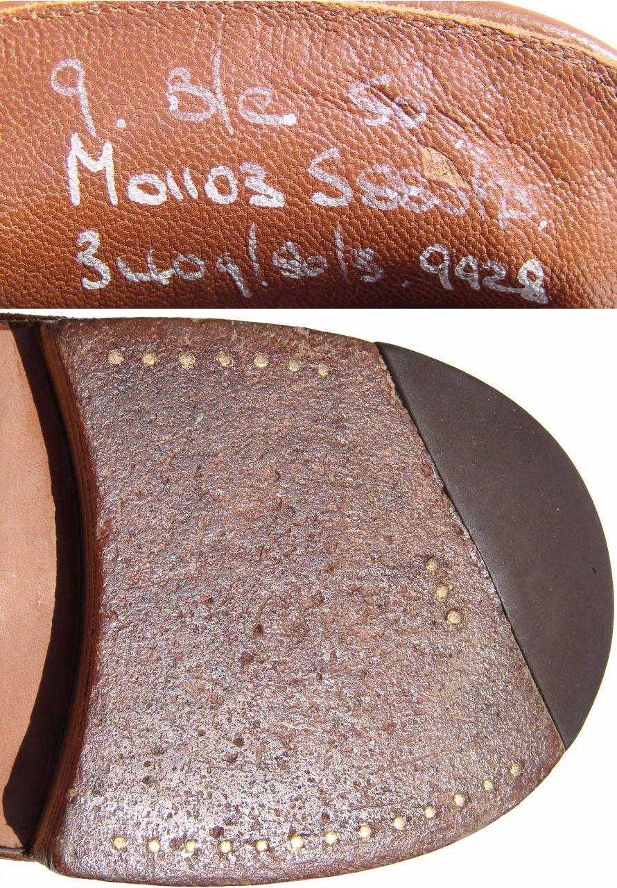 Vintage 1970s Church’s Brown Suede Shoes - Loafers Brass Studded - Mens Size 9 B/C - Poppy's Vintage Clothing