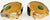 Ciner Gold Toned Earrings with Faux Jade Cabuchons Rhinestones & Black Enamel - Poppy's Vintage Clothing
