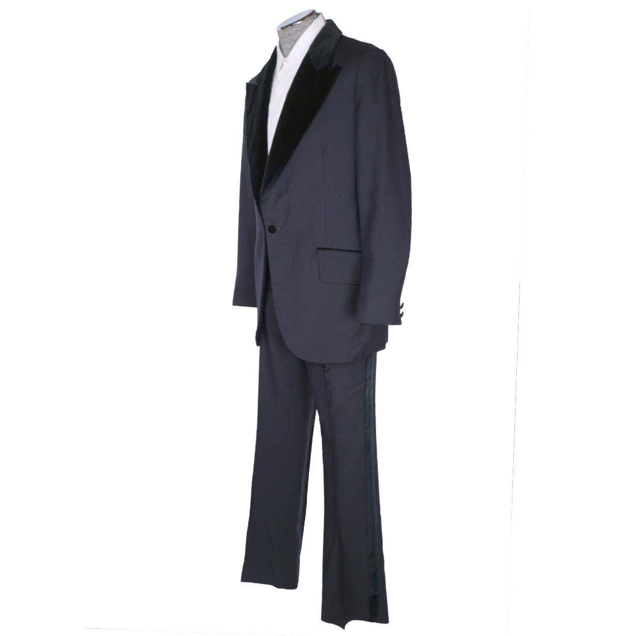 Vintage 1972 Mens Mohair Wool Tuxedo Suit Navy Blue Classy Formal Wear Size 42 - Poppy's Vintage Clothing