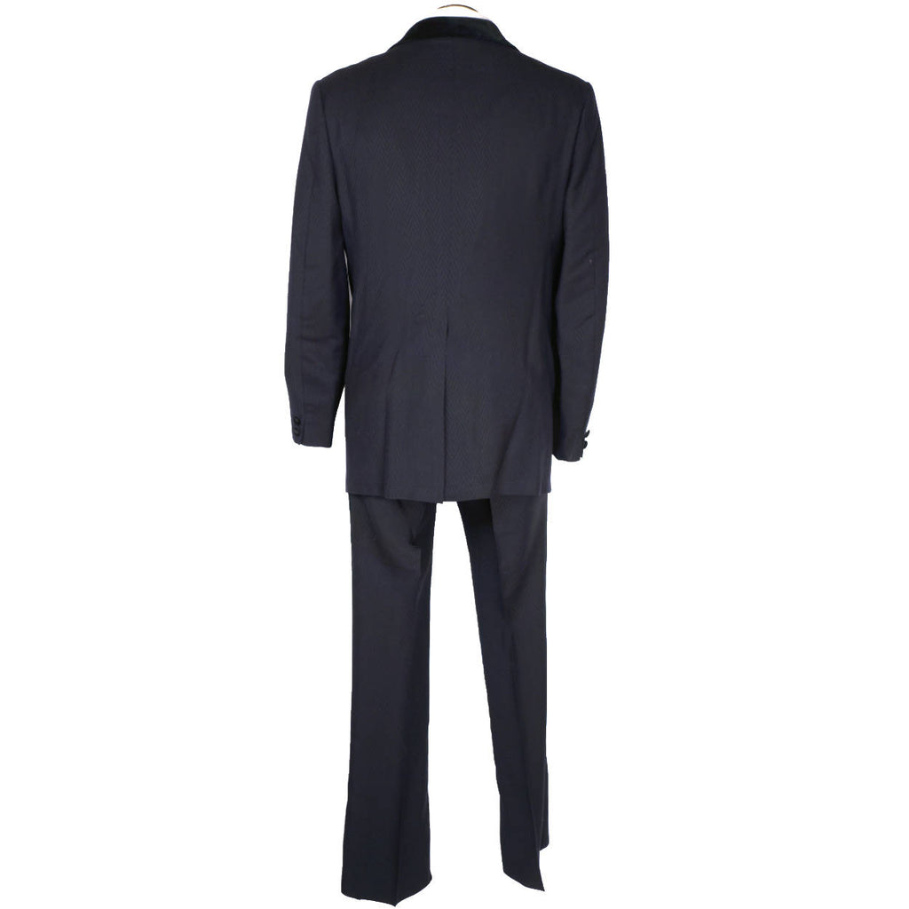Vintage 1972 Mens Mohair Wool Tuxedo Suit Navy Blue Classy Formal Wear Size 42 - Poppy's Vintage Clothing