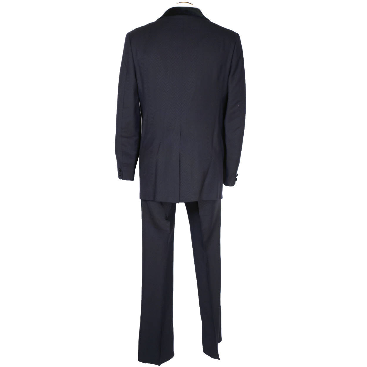 Vintage 1972 Mens Mohair Wool Tuxedo Suit Navy Blue Classy Formal Wear Size 42 - Poppy's Vintage Clothing