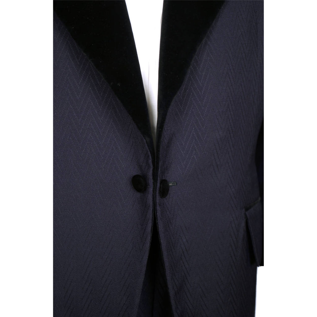 Vintage 1972 Mens Mohair Wool Tuxedo Suit Navy Blue Classy Formal Wear Size 42 - Poppy's Vintage Clothing