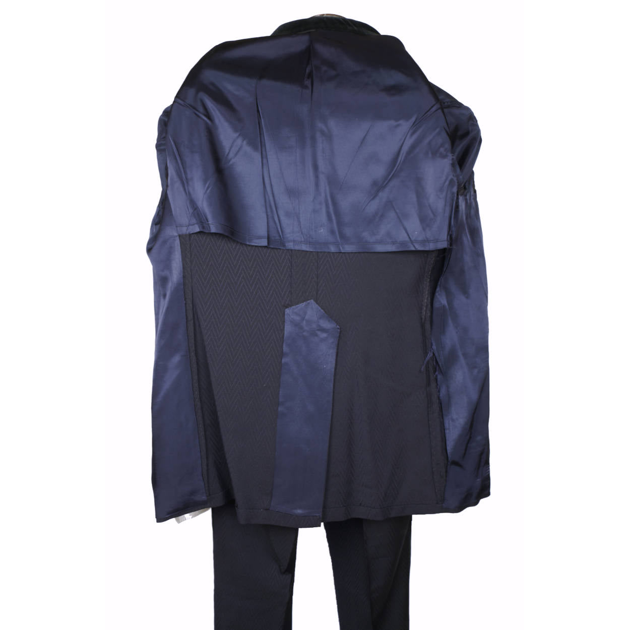 Vintage 1972 Mens Mohair Wool Tuxedo Suit Navy Blue Classy Formal Wear Size 42 - Poppy's Vintage Clothing